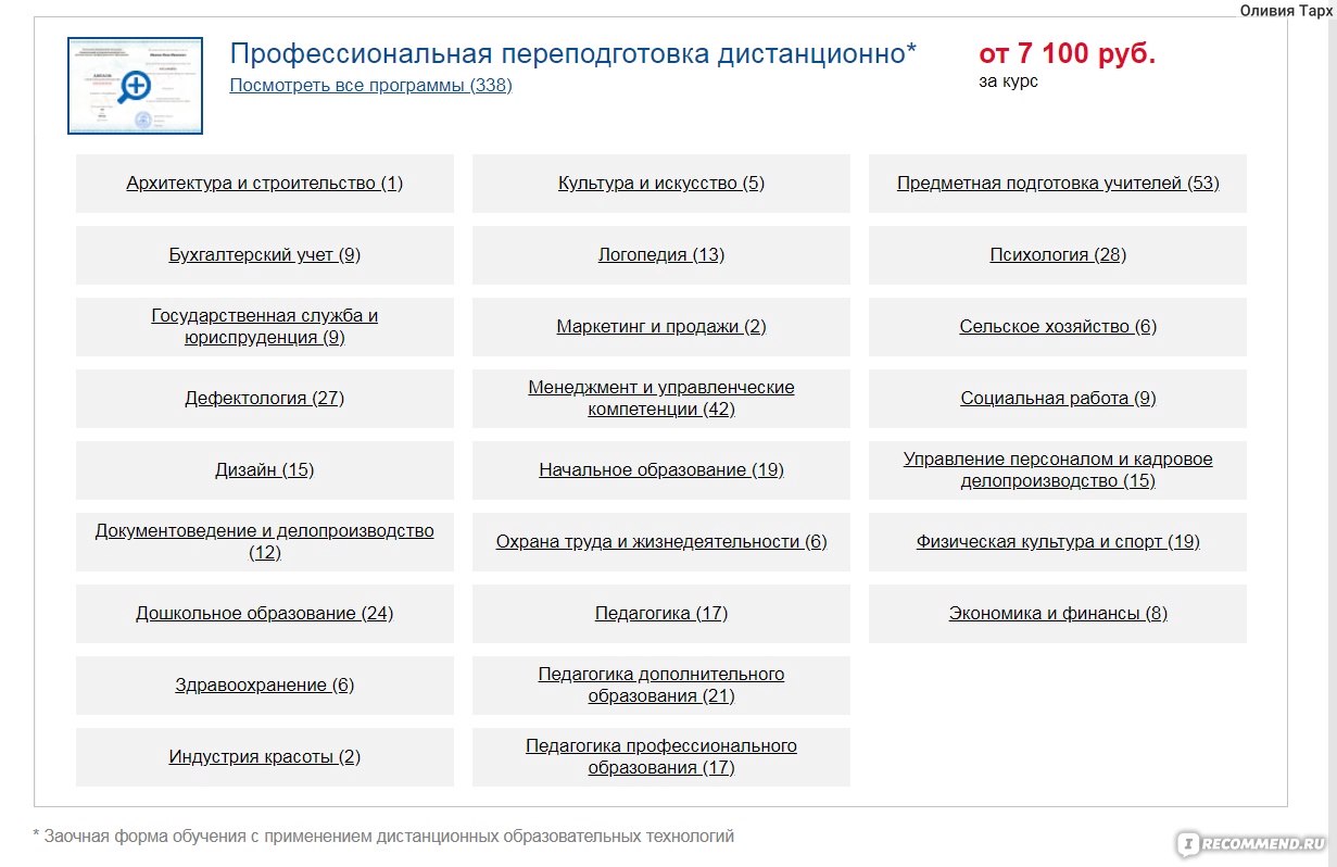 Дистанционное образование профпереподготовка