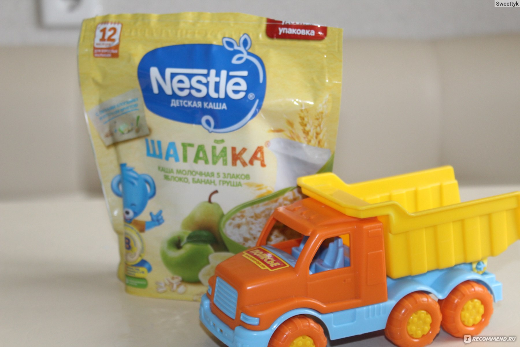 Каша Nestle молочная ШАГАЙКА 5 злаков Яблоко, банан, груша - «Очень  неудачная кашка от Nestle 