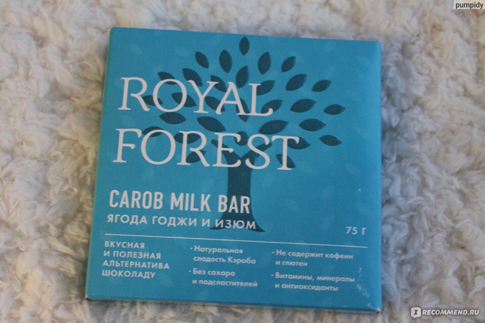 Royal Forest Carob Milk Bar ягоды годжи и Изюм, 75 гр