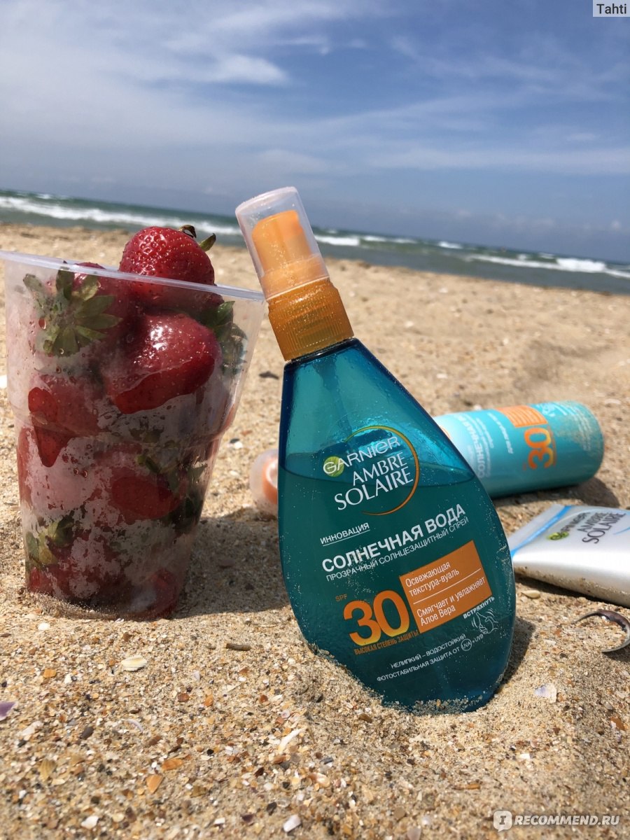 Прозрачный солнцезащитный спрей Garnier AMBRE SOLAIRE Солнечная вода ...