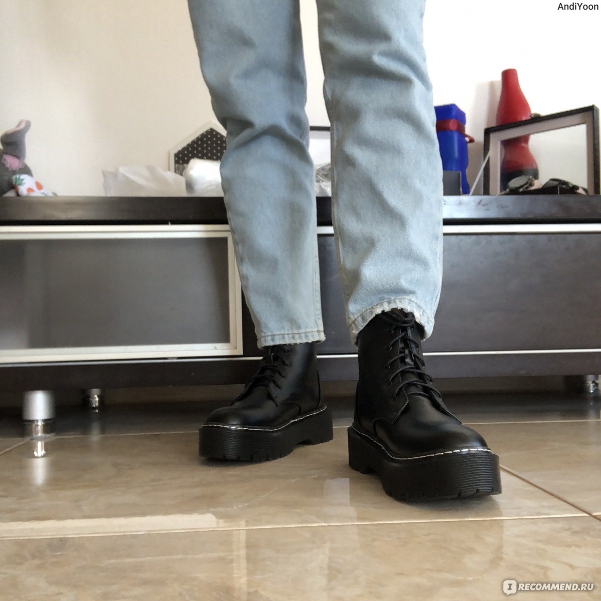 Ботинки Aliexpress SHEIN Lace-Up Martin Boots - «Не хотите тратиться на Dr. Martens? Найден достойный аналог ❤️»