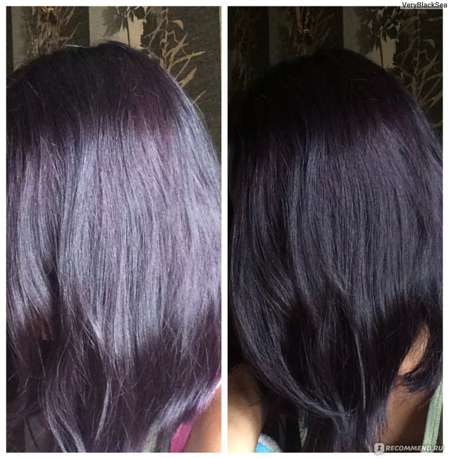Краска баклажан на черные волосы фото до и после