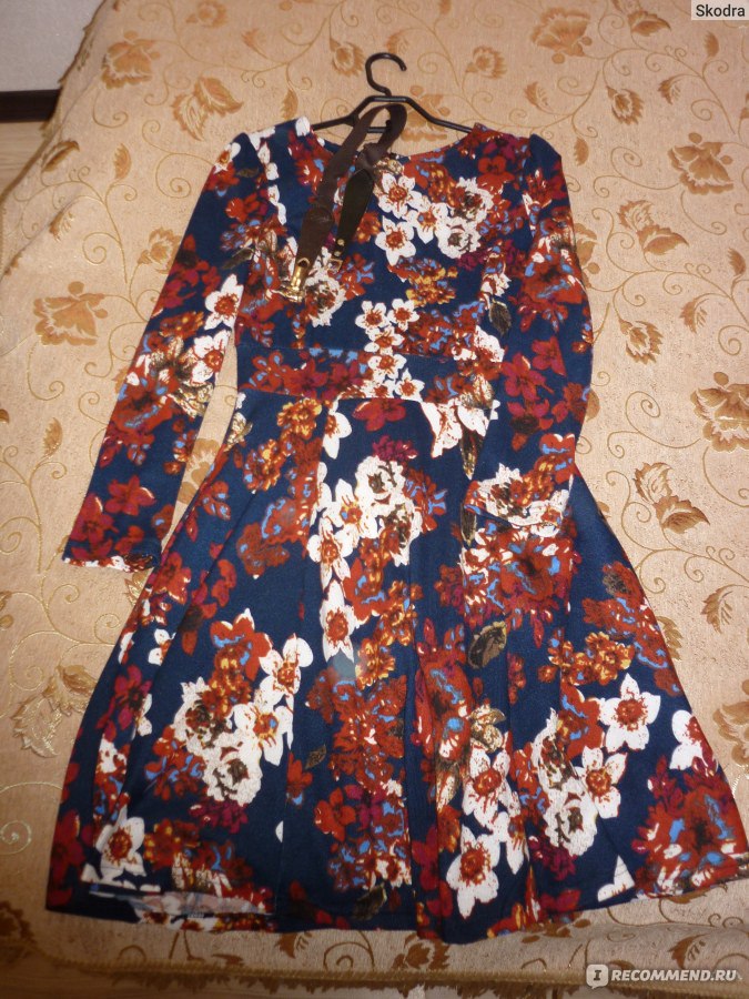 Платье AliExpress New-Fashion-Summer-Women-s-Cotton-Classical-Vintage-Long-Sleeve-Print-Flower-Casual-Mini-Slim-Dress фото