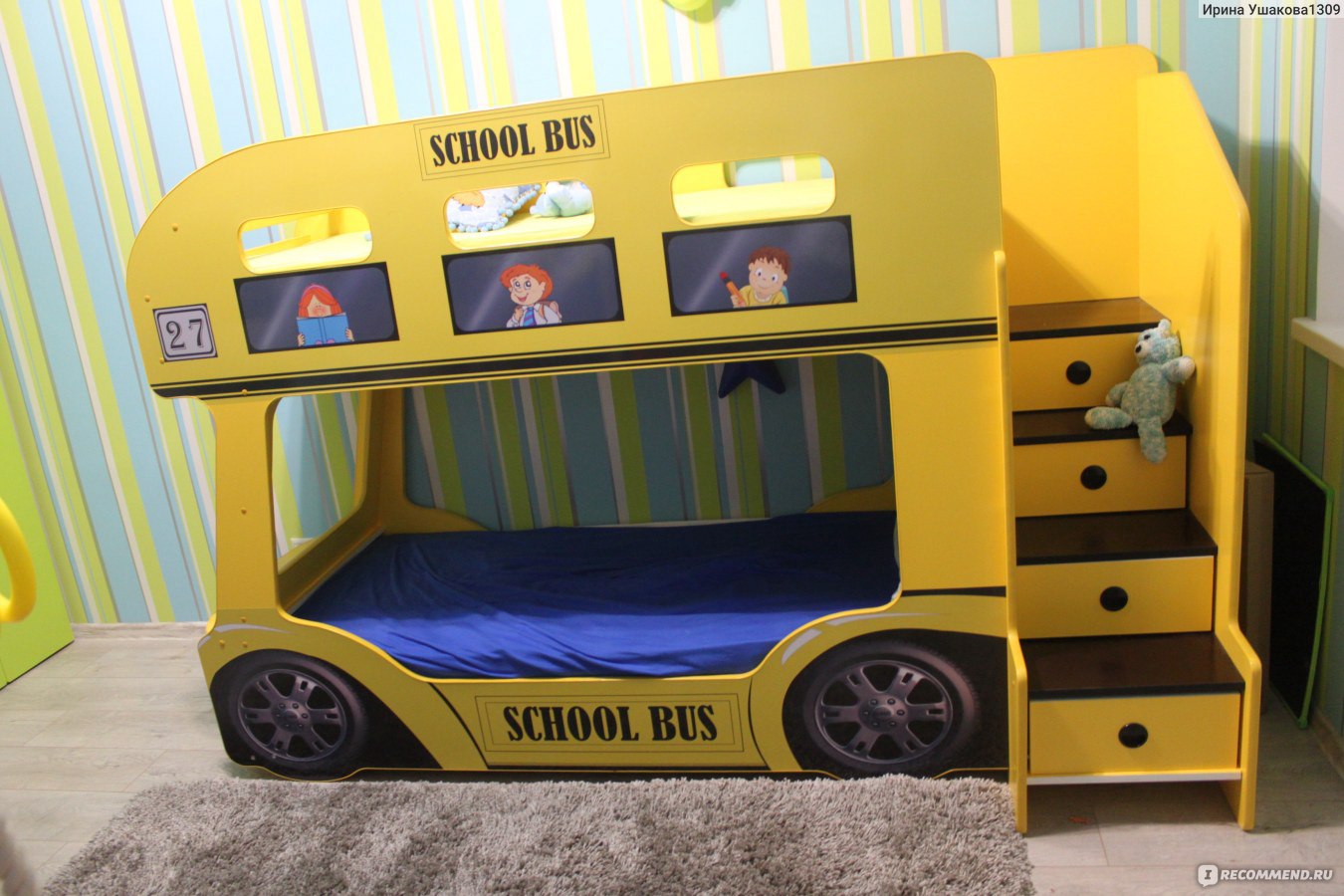 Двухъярусная кровать школьный автобус