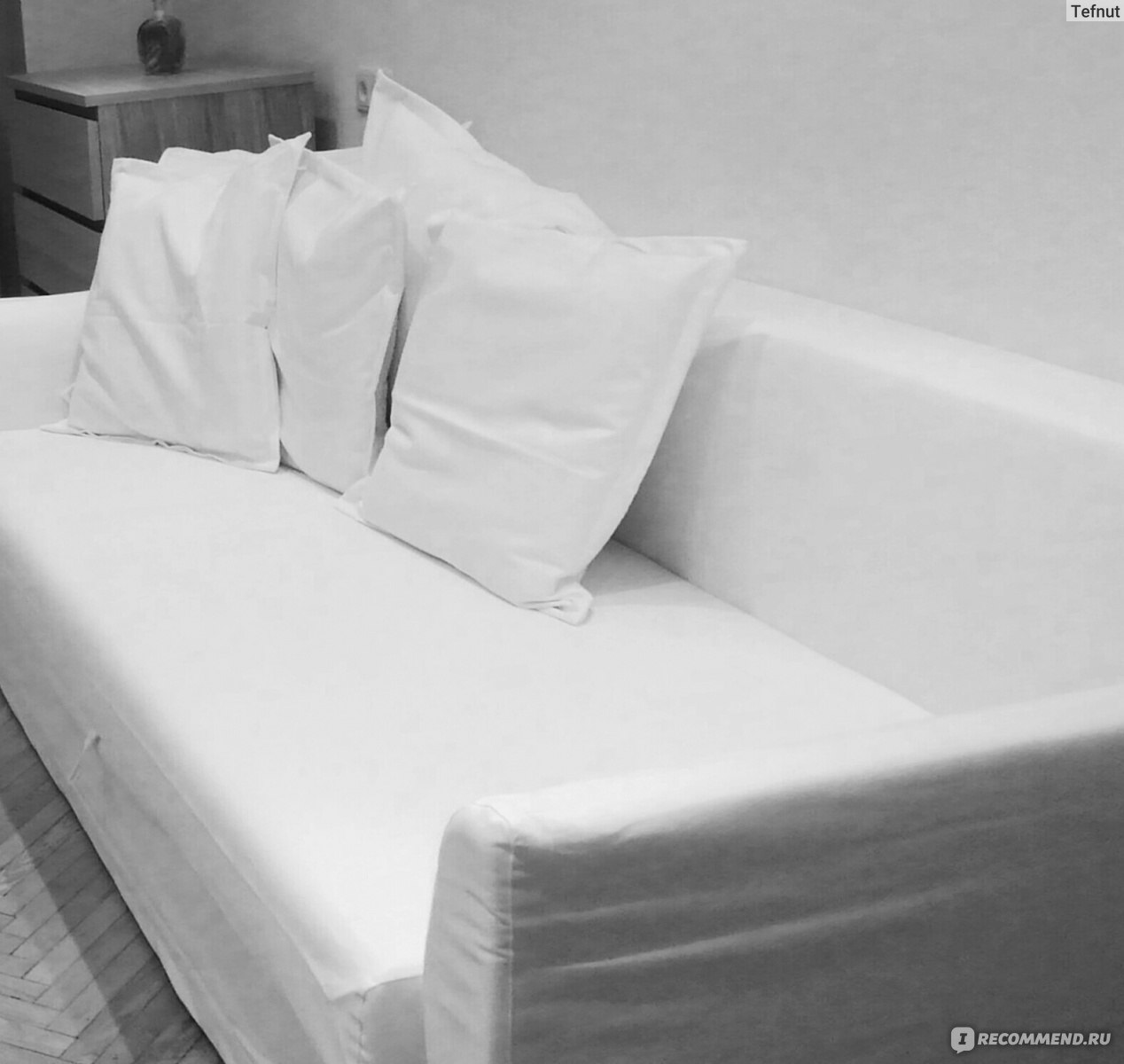 ХОЛЬМСУНД диван-кровать 3-местный чехол серый в интерьере