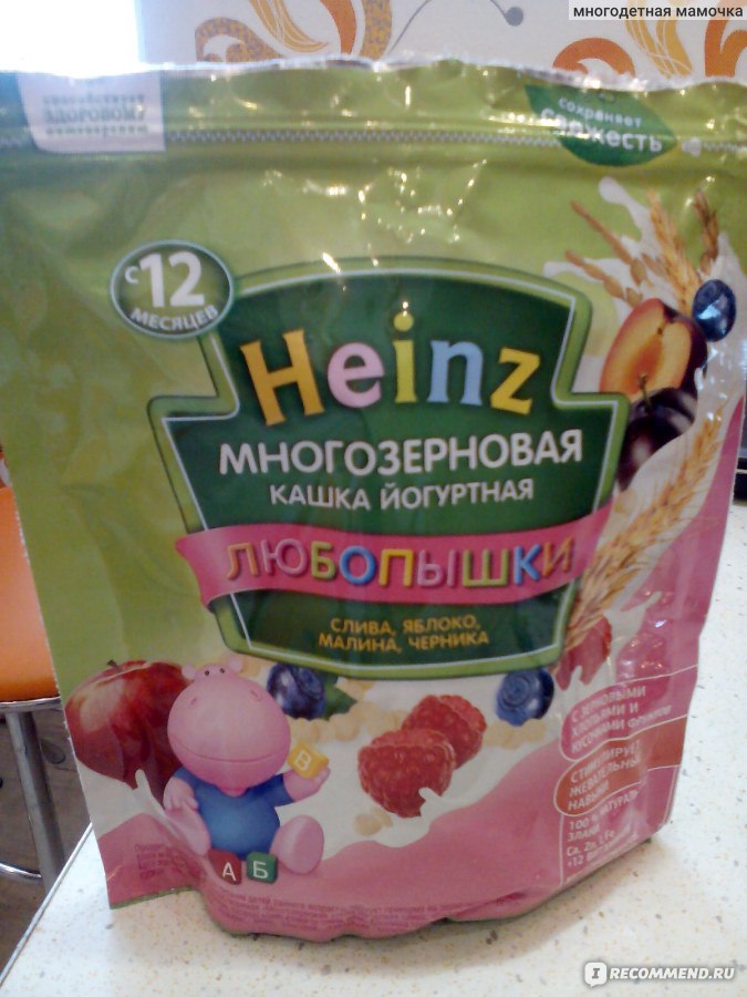 Многозерновая каша heinz любопышки с бананом и клубникой