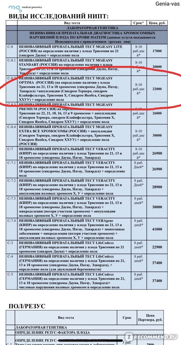 Неинвазивный тест НИПТ  фото