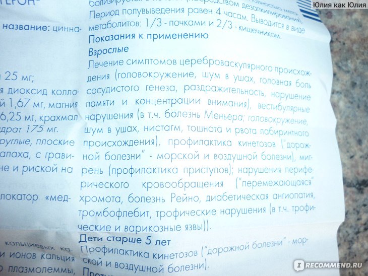 Таблетки ОАО "Гедеон Рихтер" Стугерон 25 мг фото