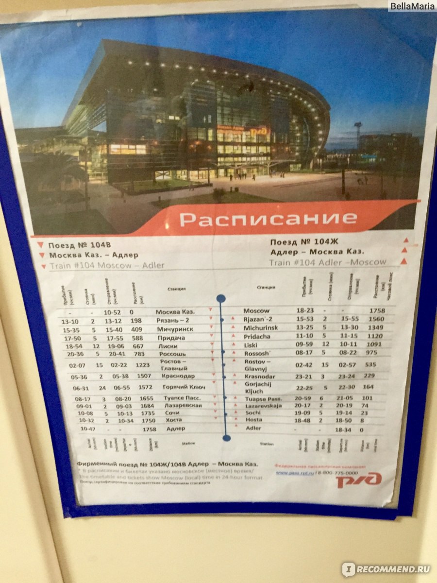 двухэтажный поезд москва адлер расписание