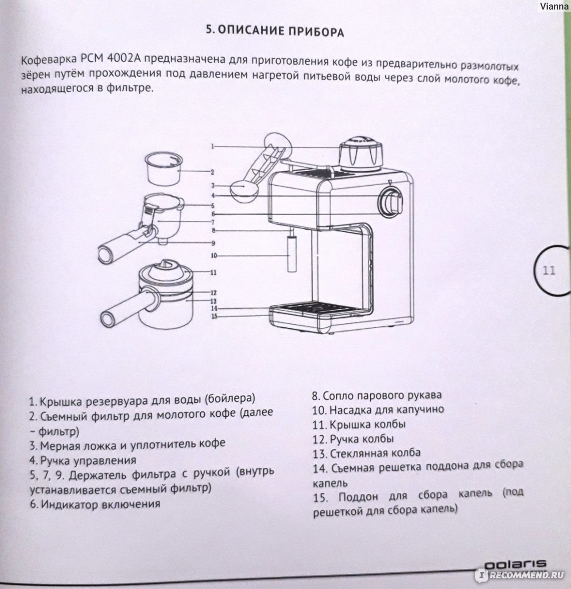 Схема кофемашины поларис