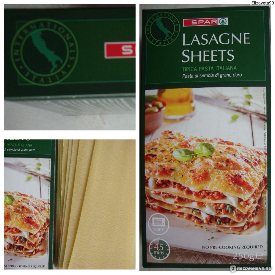 Макаронные изделия SPAR Lasagne Sheets - «Вдохновившись итальянской кухней  я решила приготовить ЛАЗАНЬЮ дома, а в этом мне помогли листы лазаньи  LASAGNE SHEETS от SPAR + фото готового блюда внутри)» | отзывы