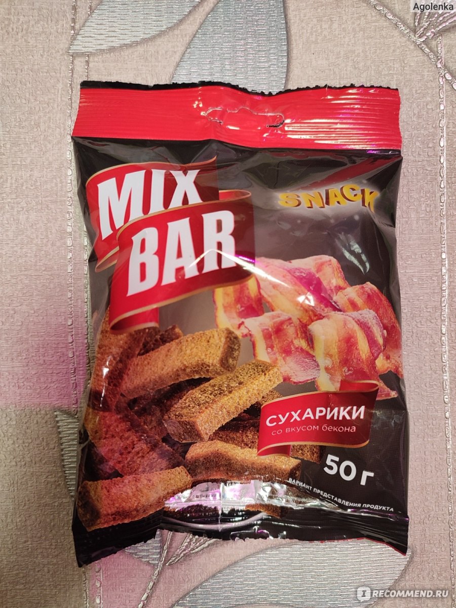 Сухарики Mix bar Со вкусом бекона - «Есть можно, но не часто» | отзывы