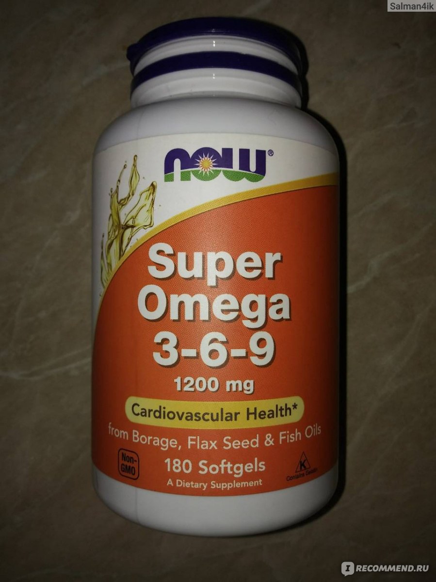 БАД Now Foods  Super Omega 3 - 6 - 9, 1200 mg, 180 Softgels фото