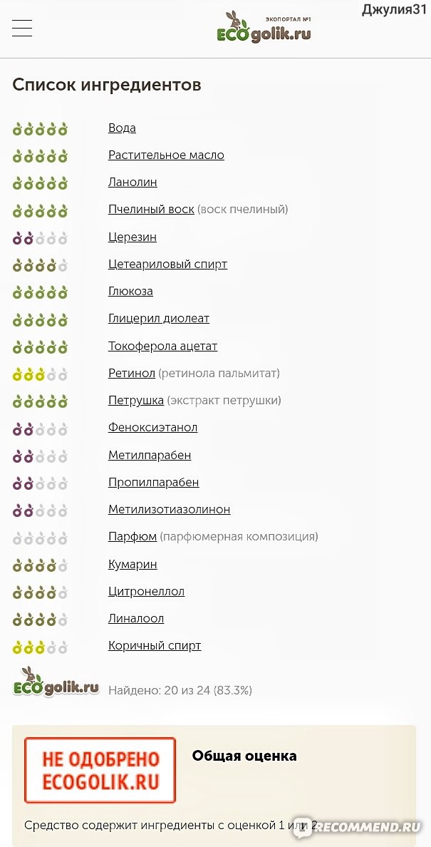 Крем Вечер Свобода. Разбор состава на Экоголик