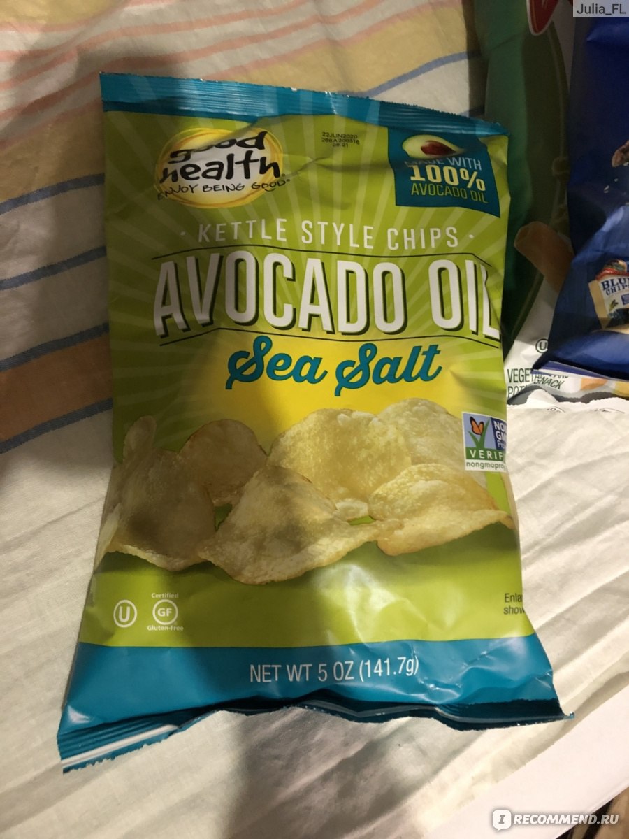 Чипсы картофельные Good Health Enjoy Being Good Kettle Style Chips Avocado  oil Sea Salt - «Интересные картофельные чипсы на масле авокадо» | отзывы