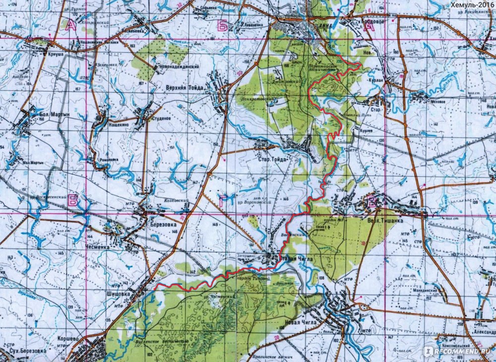 Карта реки битюг воронежской области подробная