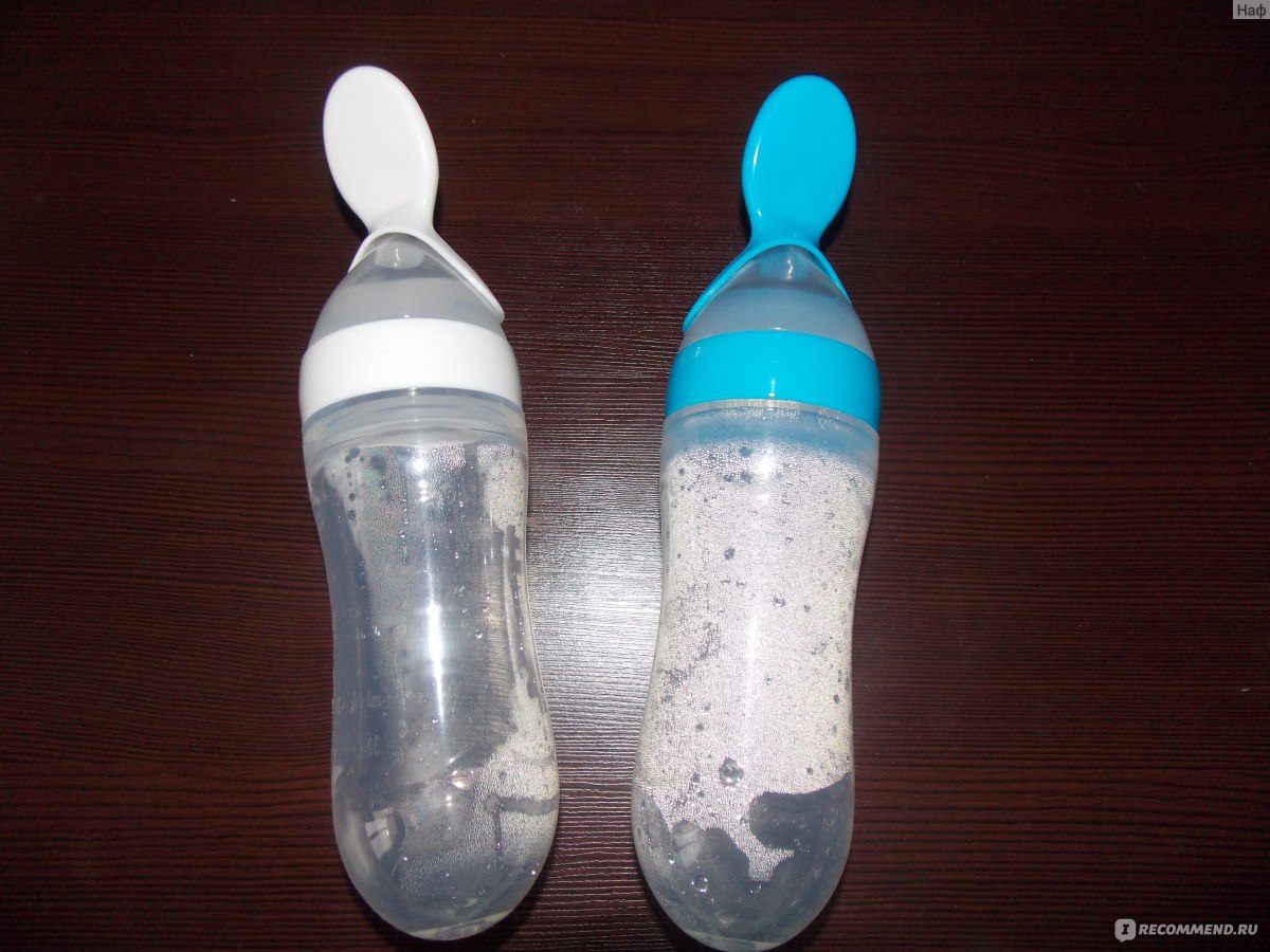 Бутылочка для кормления Aliexpress силиконовая с ложкой Baby Feeding Bottle  With Spoon Infant Silica Gel Food Supplement Rice Cereal Bottle - «Очень  классные бутылочки для пюре! Подробные фото, почему я купила сразу