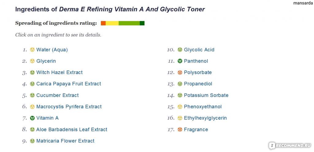 Тоник для лица Derma E Refining Vitamin A and Glycolic Toner фото