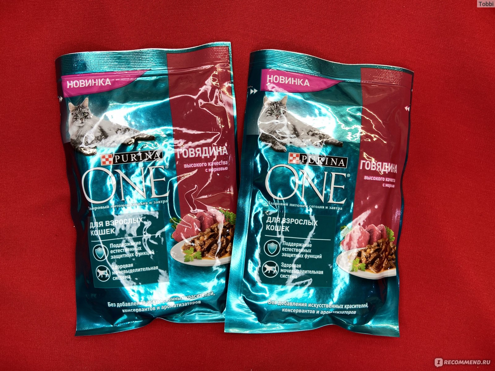 Корм для взрослых кошек PURINA ONE со вкусом говядины (пауч) - «За лотком  кота нужно тщательно следить, если упала 