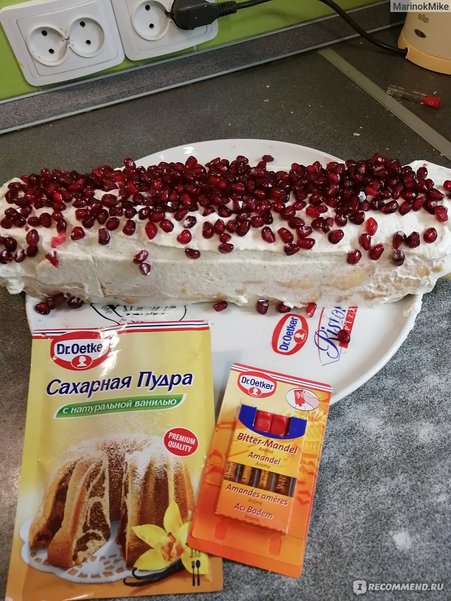 Сахарная пудра Dr.Bakers / Dr.Oetker С натуральной ванилью - «Сахарная  Пудра с натуральной Ванилью, Которая помогает уменьшить количество сахара?  Да, такое возможно! А ещё Рецепт Меренгового Торта «Гранаты на Снегу» ?» |  отзывы