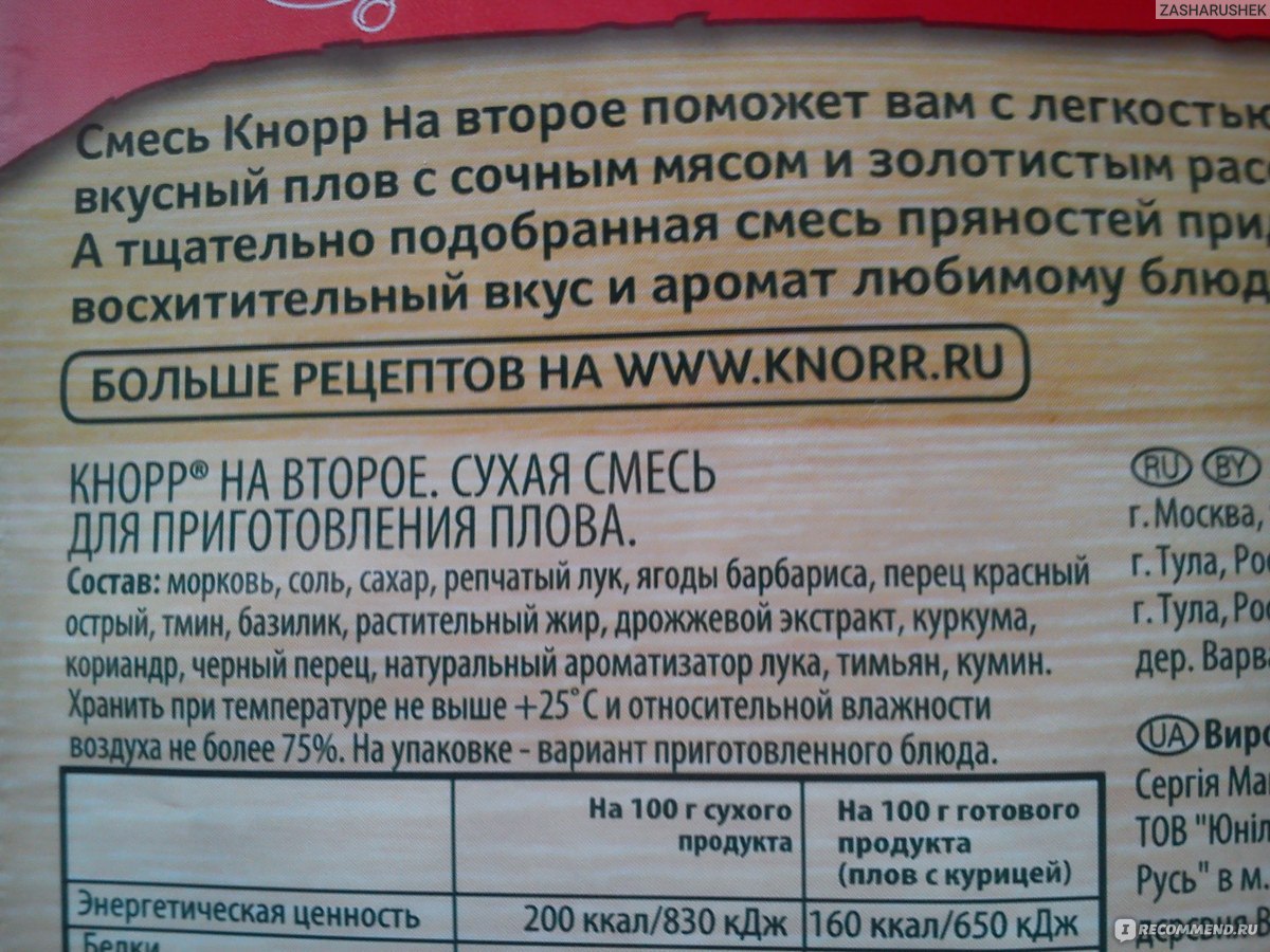 Приправа Knorr На второе - ПЛОВ - «Используйте с осторожностью! Некоторые  ингредиенты могут вызвать аллергию! + фото» | отзывы