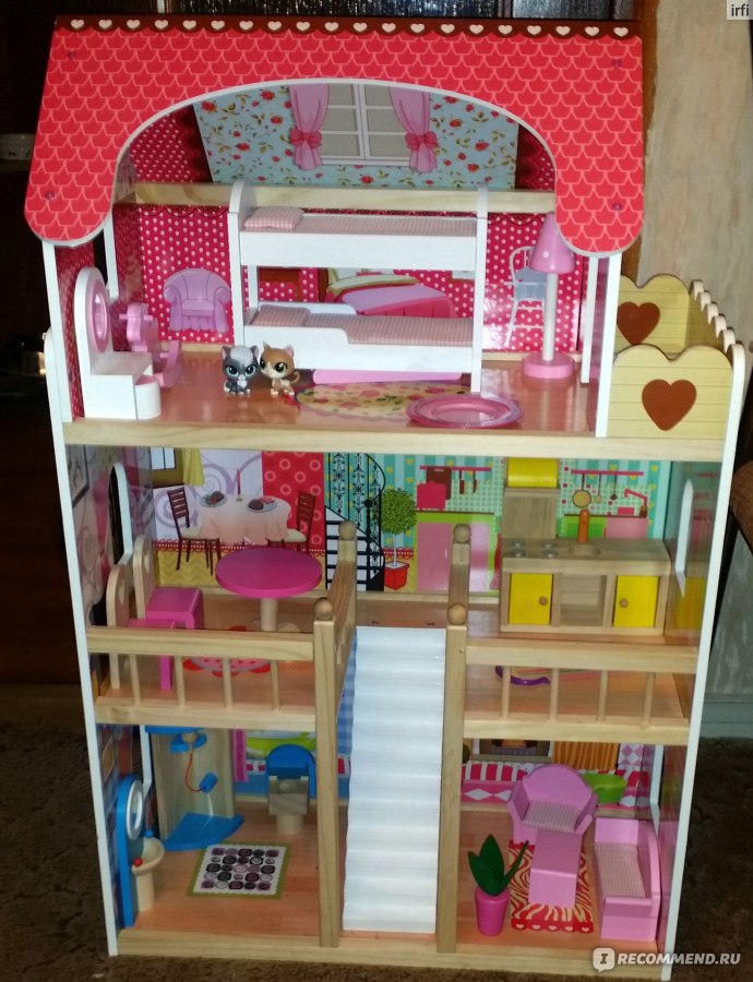 Кукольный домик деревянный / Кукольный дом / Игрушечный дом для кукол / Дом для куклы с мебелью