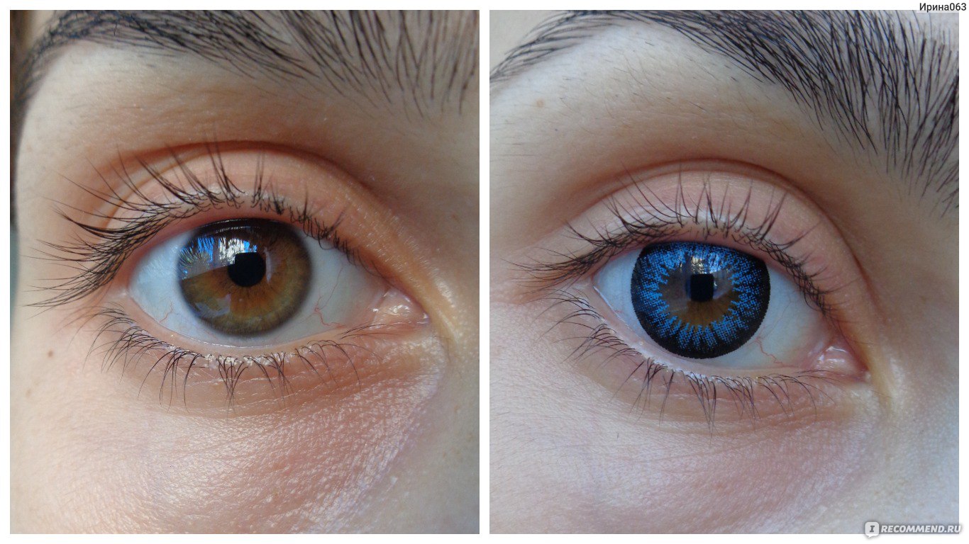 Голубые линзы на карие глаза