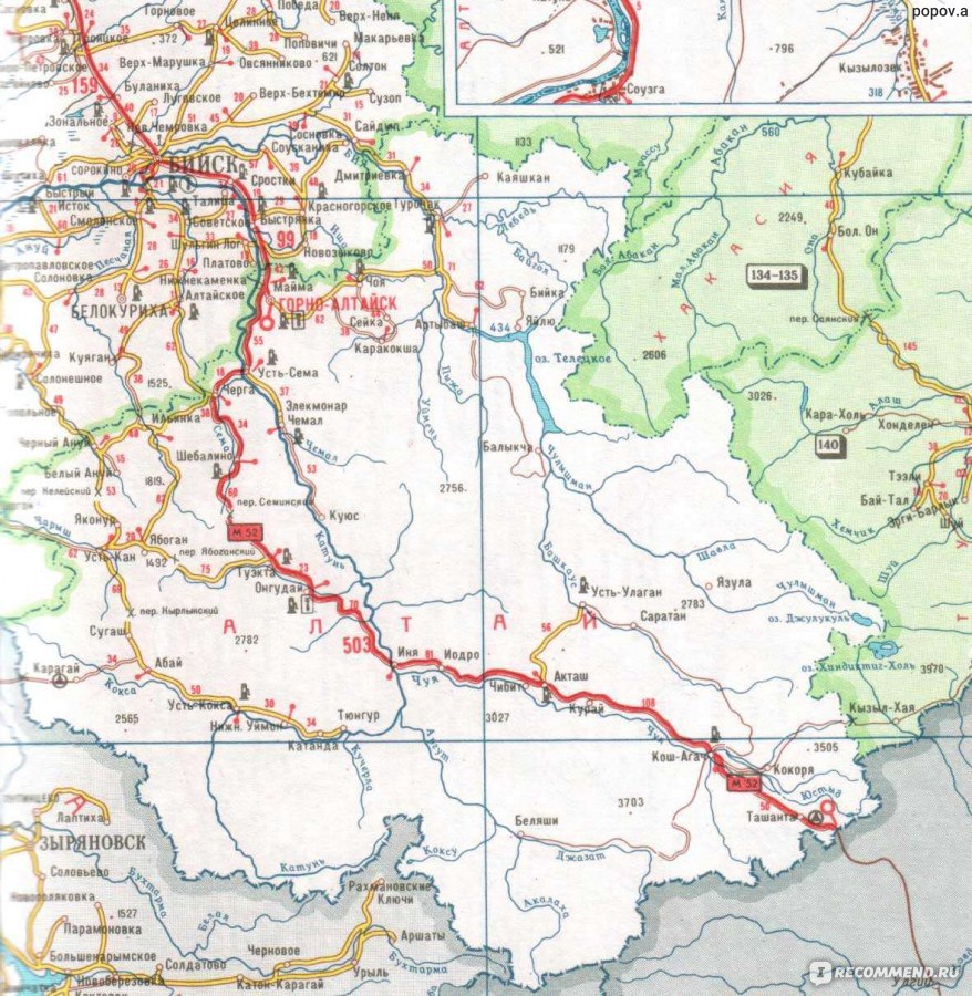 Карта алтая и алтайского края с достопримечательностями