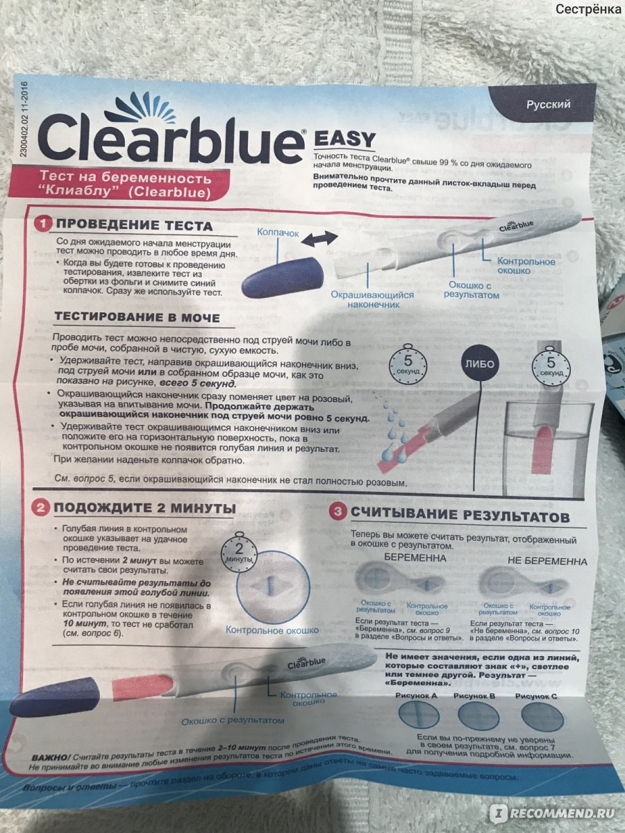 Тест на беременность Clearblue положительный результат