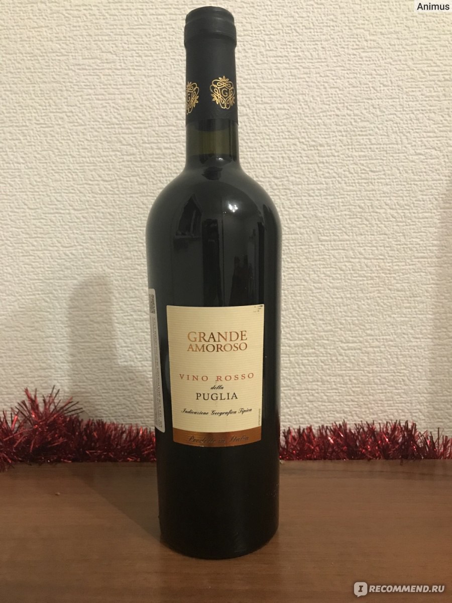 Вино красное полусухое Grande Amoroso IGT Vino Rosso della Puglia - «Это  вкусное легкое мягкое полусухое вино с приятным послевкусием отлично  подойдет для празднования нового года в компании 👍🏼» | отзывы