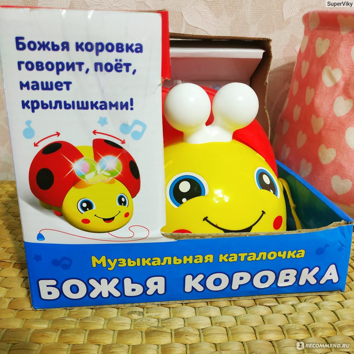 Каталка Азбукварик Божья коровка - « Яркая, развивающая игрушка ...