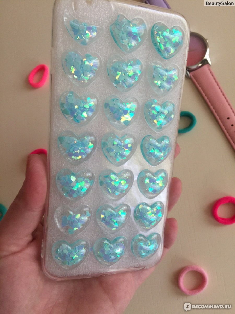 Силиконовый чехол Aliexpress New Fashion Bling Glitter Heart Glue Silicon  Body Case For iPhone 7 8 XR XS Max 6 6s Plus Back Cover 3D Loves Sequins  Soft Case - «Бампер- Милаш!