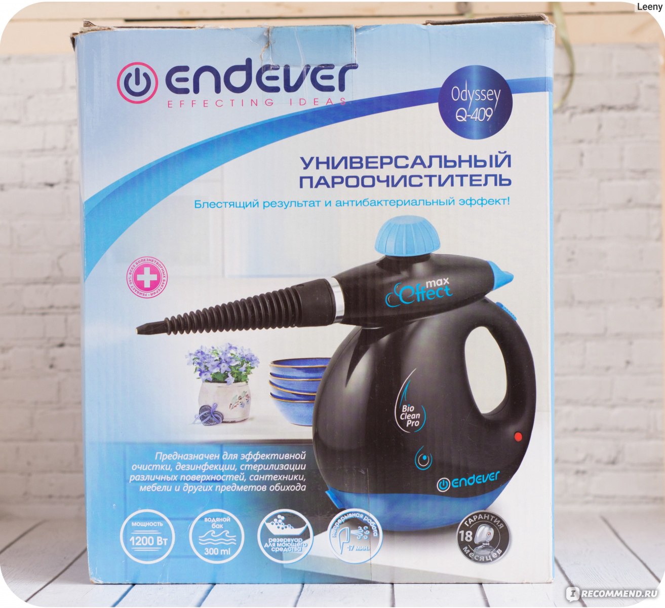 Пароочиститель Endever Odyssey Q-409 - «Дезенфицирует, здорово очищает.  Мощный, можно очищать с моющим или дезсредством. Но и минусы имеются.» |  отзывы