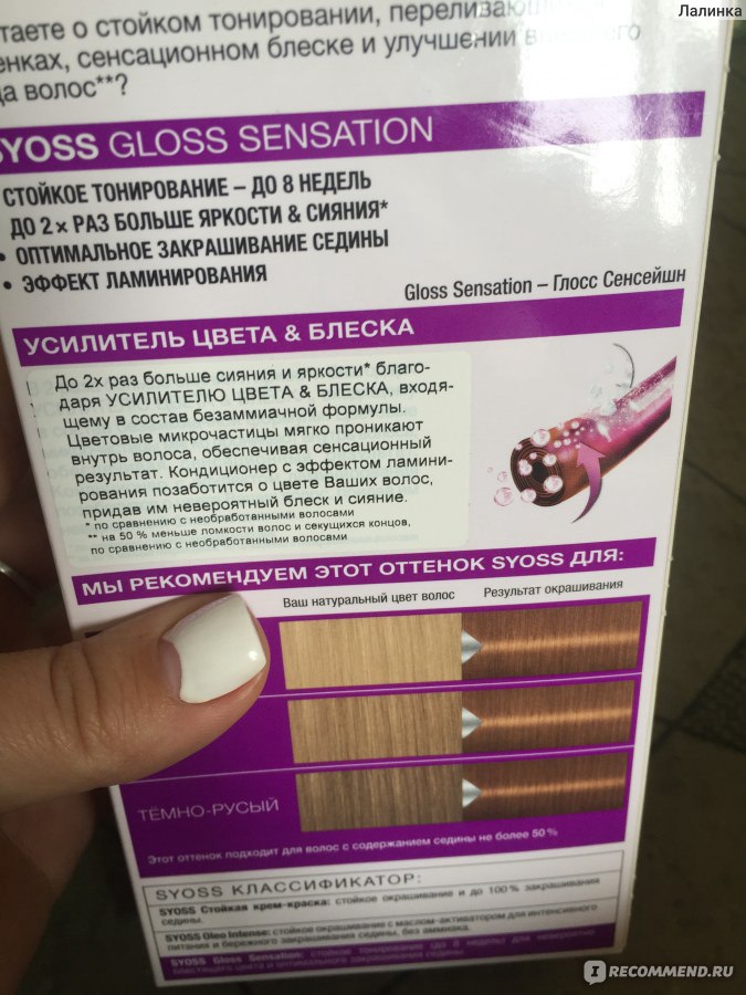 Syoss краска для волос gloss sensation 8-86 медовая нуга