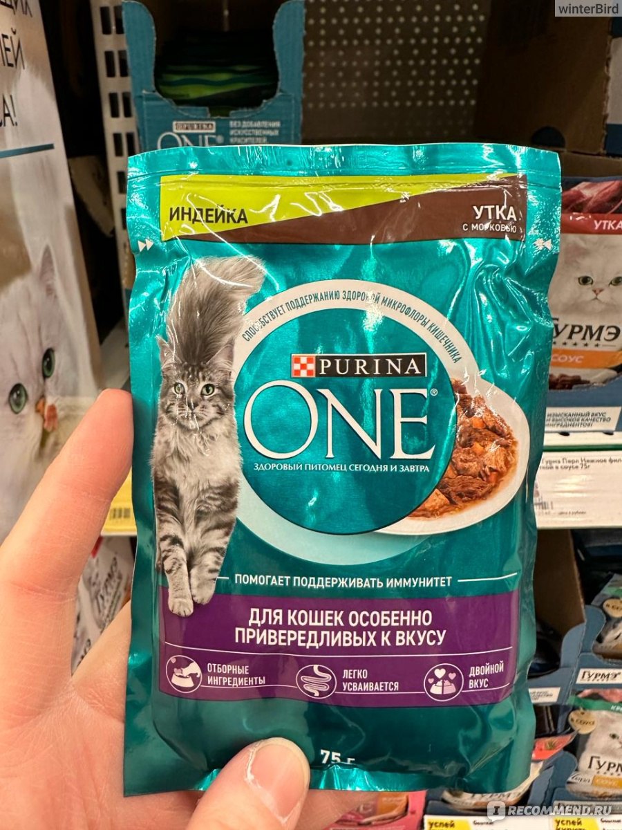 Корм для кошек PURINA ONE Особенно привередливых к вкусу индейка и утка -  «Корм для привередливых кошек» | отзывы