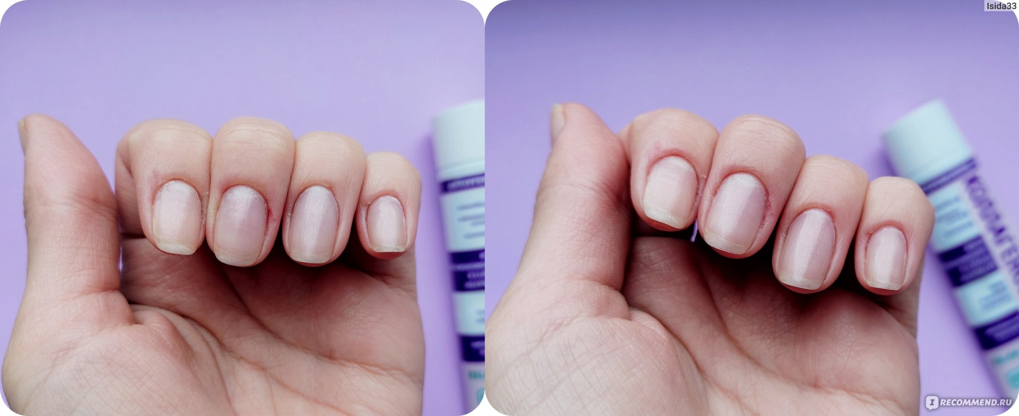 Ногти до и после нанесения крема