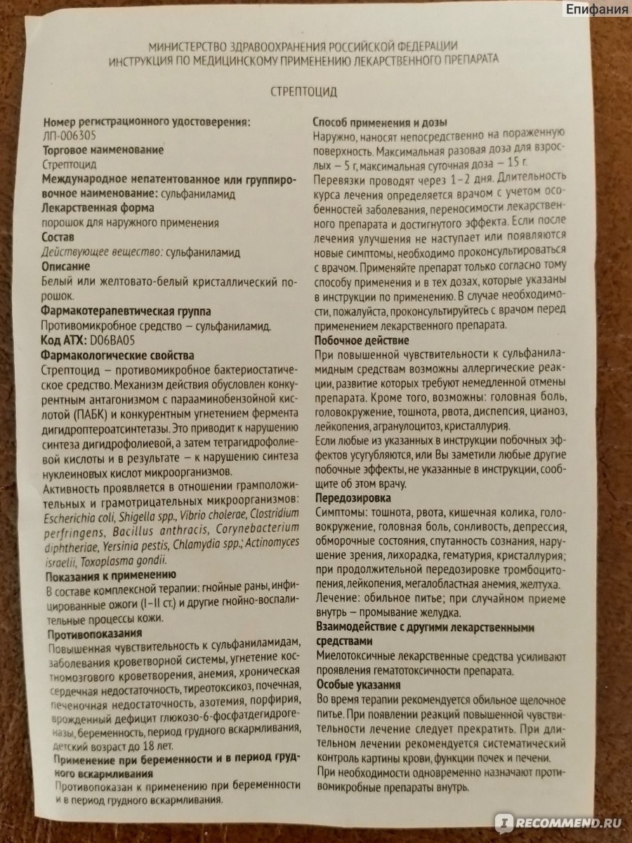 Антисептическое средство Стрептоцид - «При ожогах- просто спасение! Так  быстро у меня ожоги ещё не заживали.Когда преждевременно лопнул пузырь...»  | отзывы