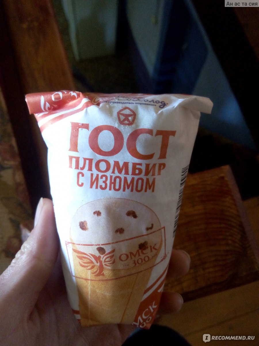 Мороженое СибХолод ГОСТ пломбир с изюмом в вафельном стаканчике фото
