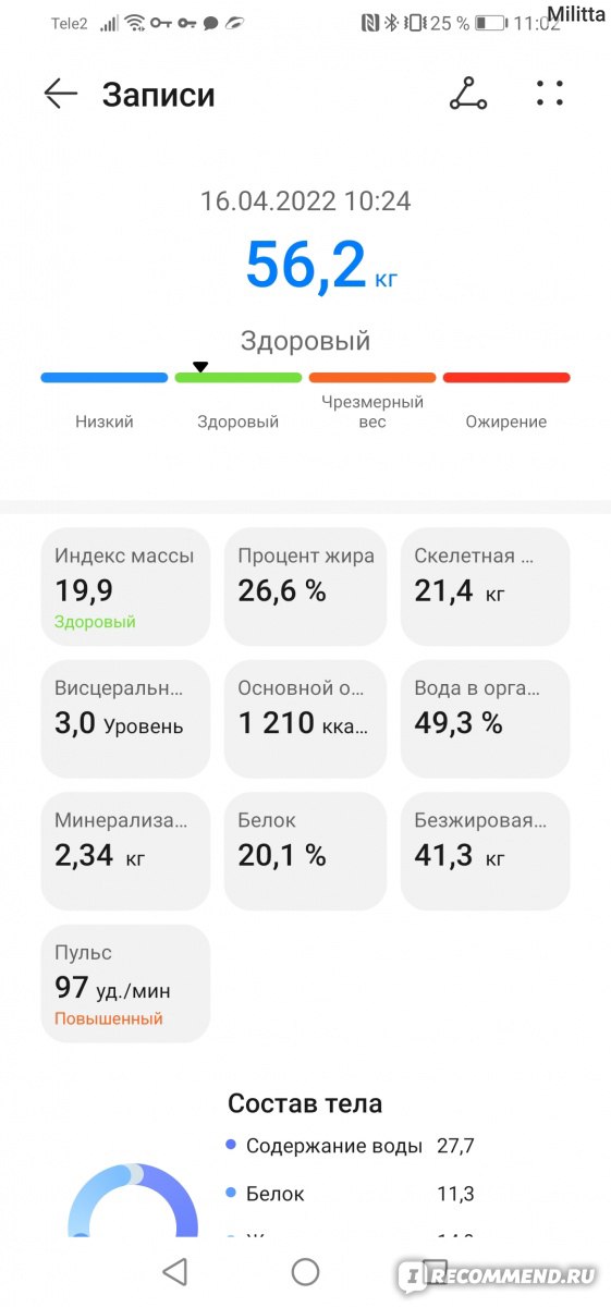 Весы huawei не показывают процент жира