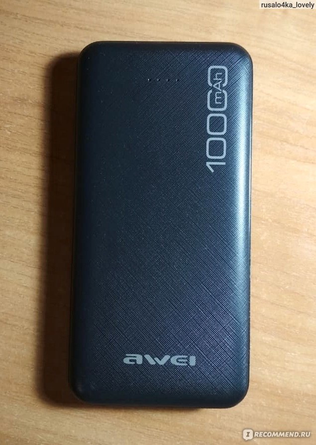 Внешнее оформление и конструкция аккумулятора Power bank Awei P28K 10000 mAh 2USB Black