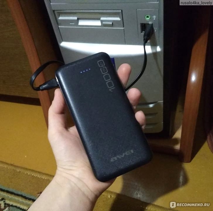 Зарядка внешнего аккумулятора Power bank Awei P28K 10000 mAh 2USB Black