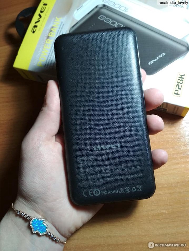 Внешний аккумулятор Power bank Awei P28K 10000 mAh 2USB Black   