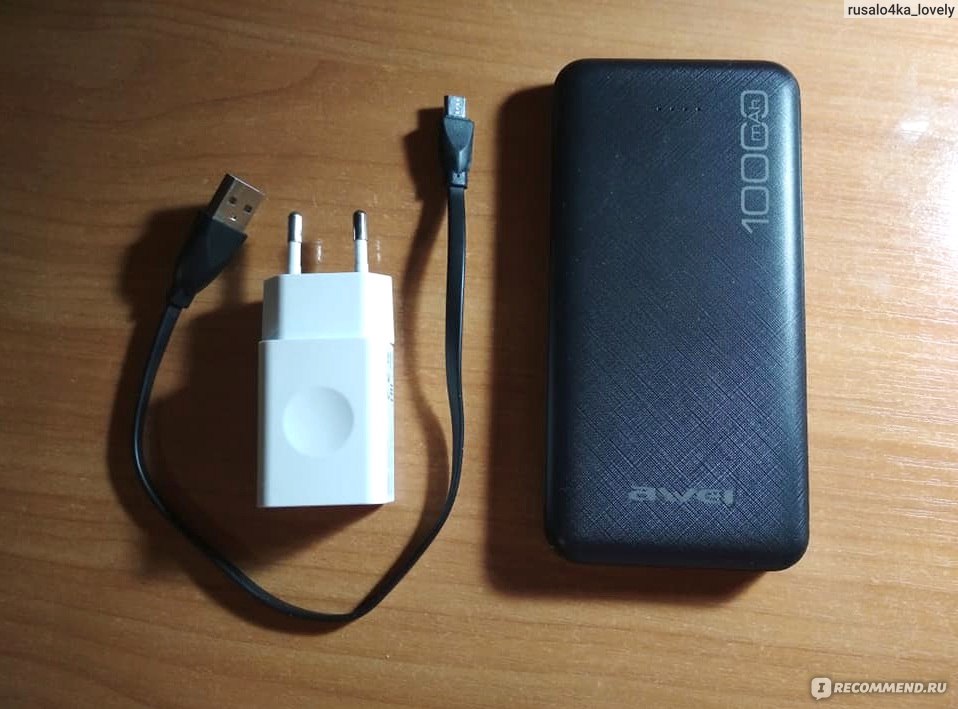 Зарядка внешнего аккумулятора Power bank Awei P28K 10000 mAh 2USB Black