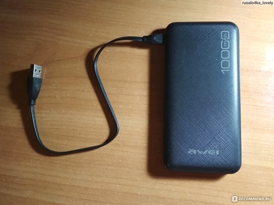 Зарядка внешнего аккумулятора Power bank Awei P28K 10000 mAh 2USB Black