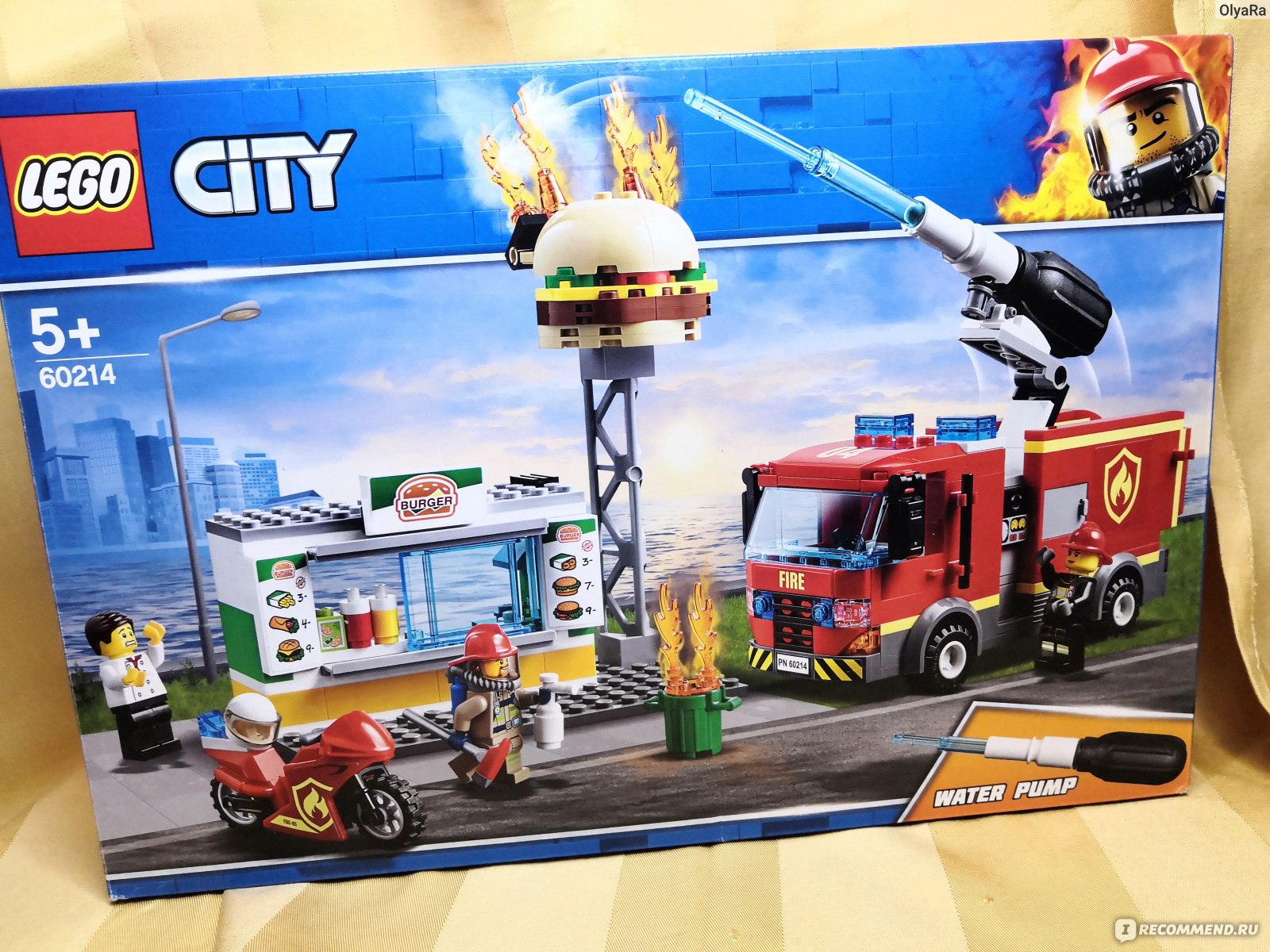 Lego City Fire Пожар в бургер-кафе 60214 - «Играем в Lego и тушим пожар в  бургер-кафе)» | отзывы