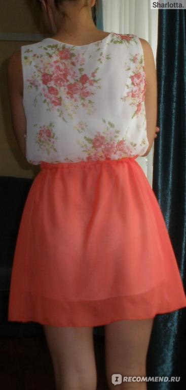 Платье летнее AliExpress Women's Flower Pattern Sleeveless Chiffon Comfort Summer Skirt Mini Dress фото