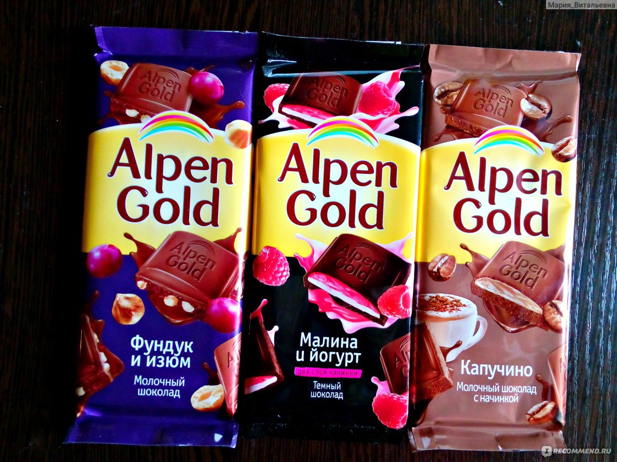 Вкусы шоколада Альпен Гольд