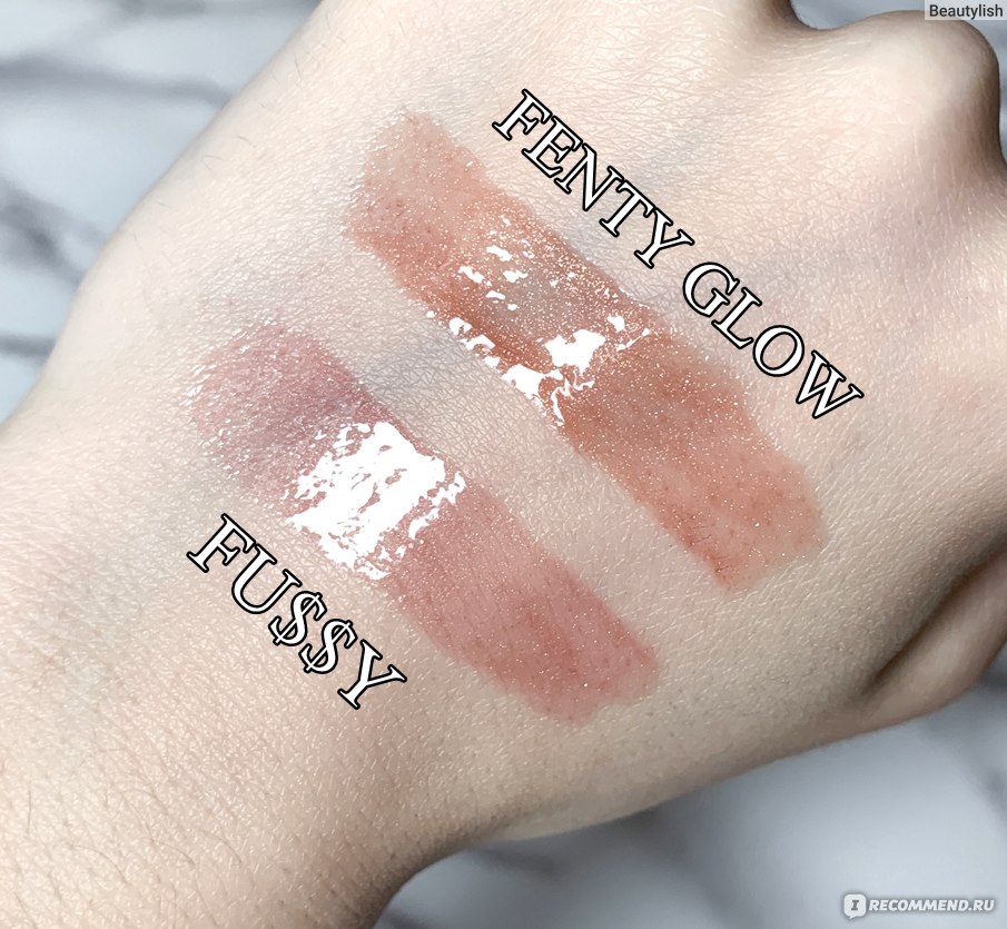 Glow injection свотчи. Fenty Beauty блеск. Блеск для губ Fenty Glow. Фенди Бьюти блеск для губ. Fenty Beauty by Rihanna блеск.