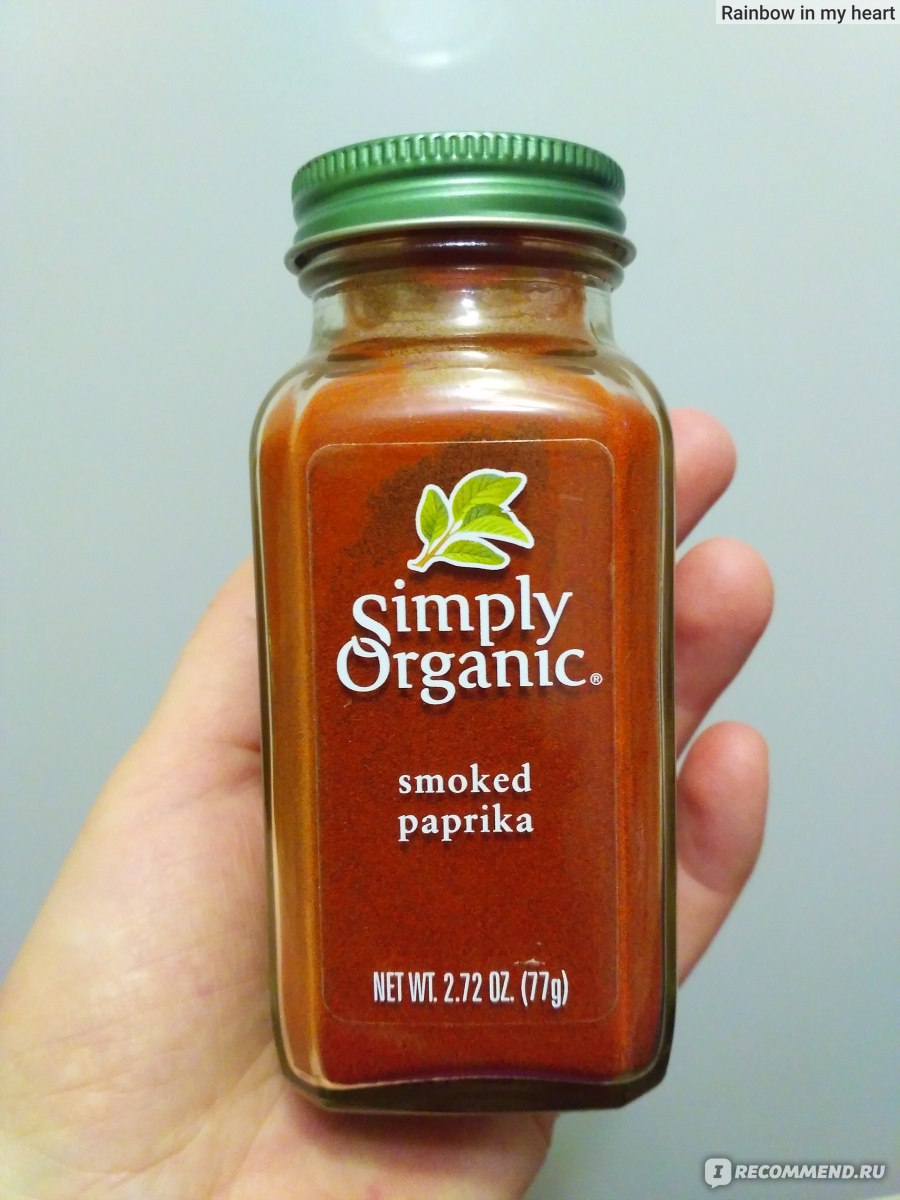 Приправа Simply Organic Копчёная паприка (smoked paprika) - «С копченой  паприкой ароматы пикника у вас дома! Шашлык, мясо или сардельки на  гриле,бекон... Экспериментировать с блюдами легко.Аромат копченостей не  оставит вас равнодушными!» |