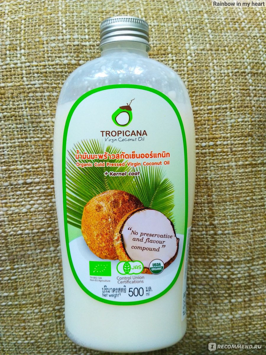 Кокосовое масло тропикана из тайланда для волос